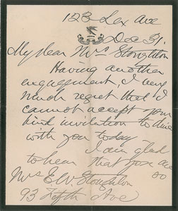 Lot #4063 Chester A. Arthur Autograph Letter