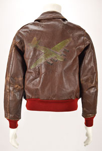 Lot #327  WWII: Harry Larson's B-17 'Mission Belle' 885th Bomb Squadron A-2 Jacket and Uniform Group Lot - Image 1