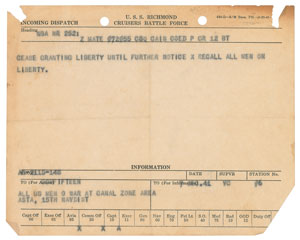 Lot #318  USS Richmond and Pearl Harbor Ship Dispatches - Image 2