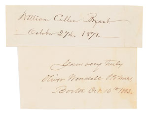 Lot #613 Oliver Wendell Holmes and William Cullen Bryant - Image 1