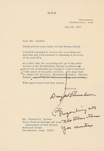 Lot #43 Dwight D. Eisenhower Typed Letter Signed
