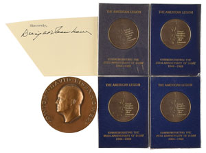 Lot #96 Dwight D. Eisenhower Commemorative D-Day Medals and Signature - Image 1