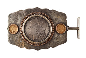 Lot #50 Dwight D. Eisenhower's Silver Dollar Belt Buckle - Image 1