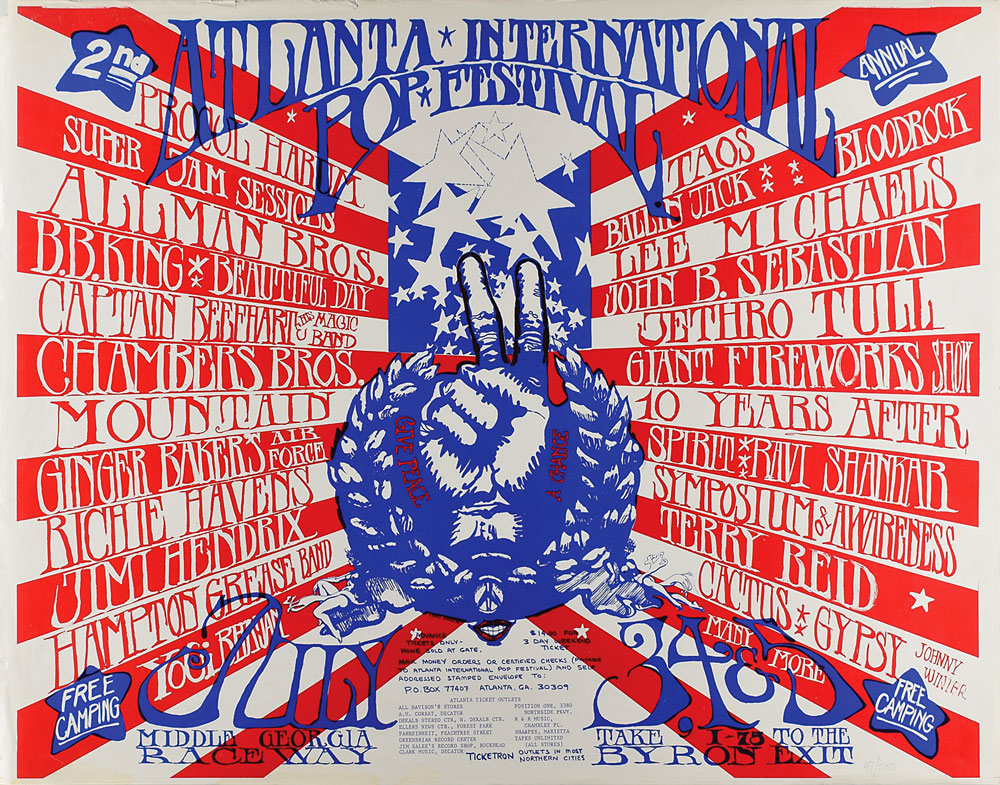 Lot #9014 Jimi Hendrix 1970 Atlanta Music Festival Poster