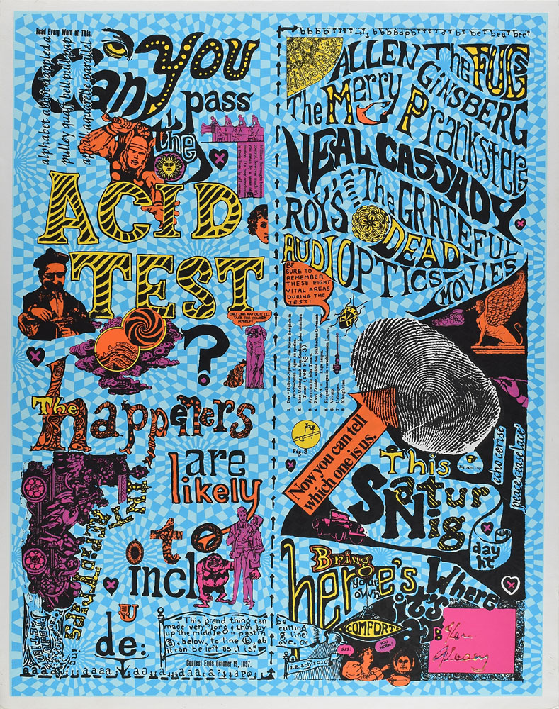 Lot #9554 Ken Kesey Signed 1990s Acid Test Poster