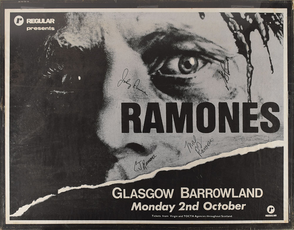 Lot #9162  Ramones Signed 1989 Glasgow Concert Poster