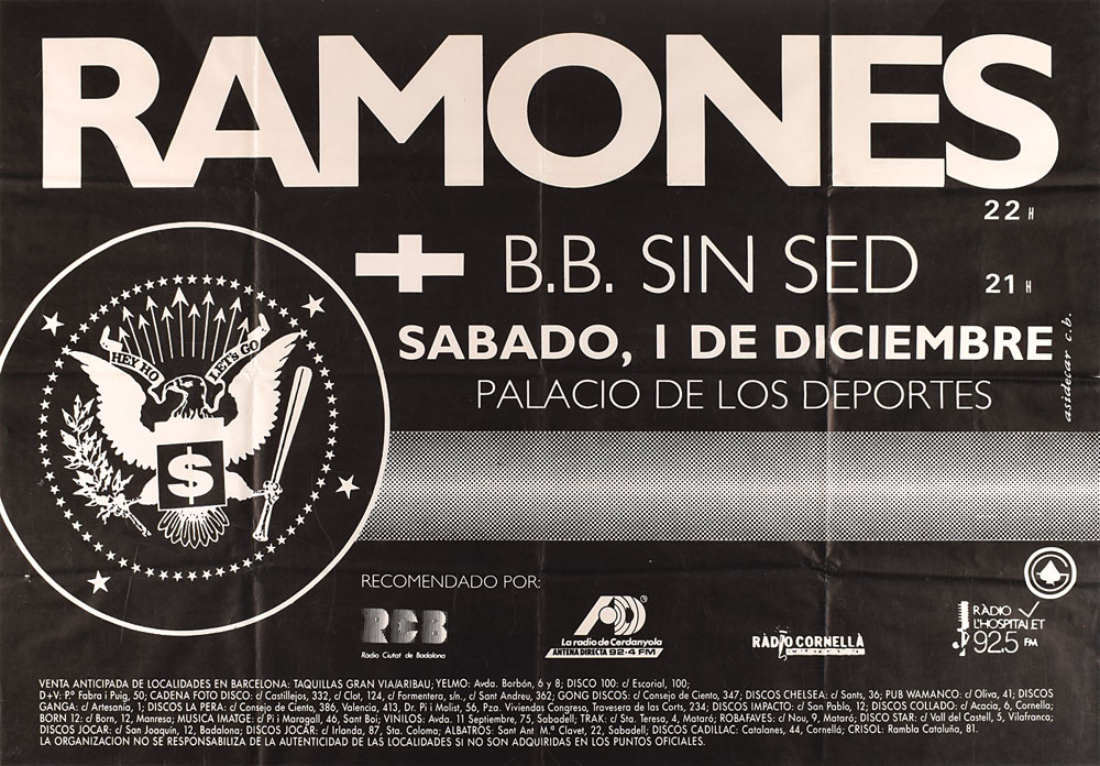 Lot #5335  Ramones 1990 Spain Concert Poster