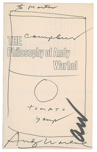 Lot #9552 Andy Warhol Signed Sketch in Book
