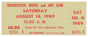 Lot #9039  Woodstock Festival Ticket