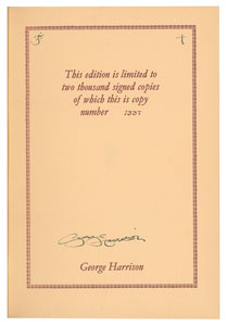 Lot #9056  Beatles: George Harrison Signed Book