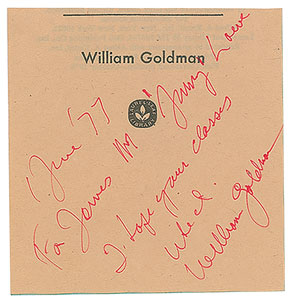 Lot #9553 William Goldman Signature and First Edition Book - Image 3