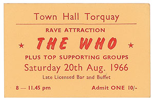 Lot #9030 The Who 1966 Torquay Concert Ticket - Image 1