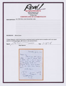 Lot #9196  Rolling Stones: Brian Jones Autograph Letter Signed - Image 2