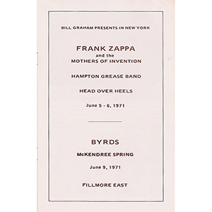 Lot #9063 John Lennon and Frank Zappa Jam Session Fillmore East Program