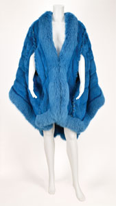 Lot #9304  Lady Gaga's Screen-Worn Blue Fur Coat from American Horror Story