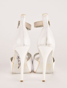 Lot #9282  Prince: Sheila E.'s Personally-Worn and Signed White Bebe Shoes - Image 3