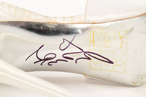 Lot #9282  Prince: Sheila E.'s Personally-Worn and Signed White Bebe Shoes - Image 5
