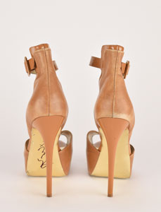Lot #9281  Prince: Sheila E.'s Personally-Worn and Signed Tan Bebe Shoes - Image 3