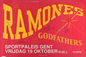 Lot #9163  Ramones Signed 1990 Belgian Tour Poster