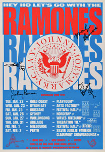 Lot #9168  Ramones Signed 1991 Australian Tour Poster