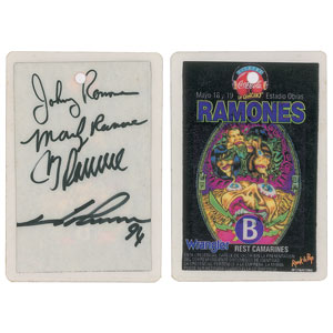 Lot #9171  Ramones Signed 1994 Spain Backstage Pass