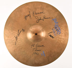 Lot #9182  Ramones Signed Crash Cymbal