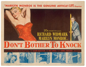 Lot #9496 Marilyn Monroe 'Don't Bother to Knock' Title Lobby Card - Image 1