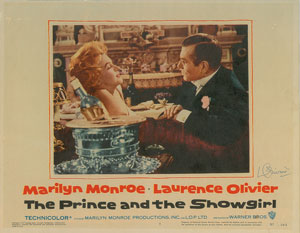 Lot #9507 Marilyn Monroe Prince and the Showgirl Lobby Card Signed by Laurence Olivier - Image 1