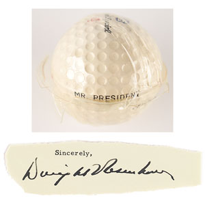 Lot #66 Dwight D. Eisenhower's Personally-Owned 'Mr. President' Golf Ball and Signature - Image 1