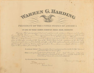 Lot #71 Warren G. Harding - Image 1