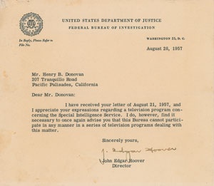 Lot #188 J. Edgar Hoover - Image 1