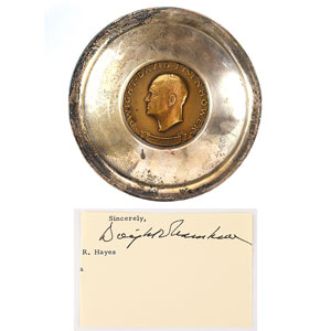 Lot #61 Dwight D. Eisenhower Inaugural Medal Bowl and Signature - Image 1