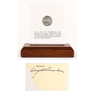 Lot #32 Dwight D. Eisenhower's First Appreciation Medal and Signature - Image 1