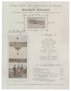 Lot #1094 Wilbur Wright Signed Menu - Image 1