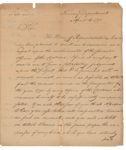 Lot #1054 Alexander Hamilton Letter Signed