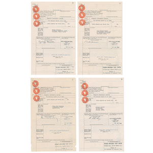 Lot #1072  Beatles (4) Signed Stock Transfer Forms - Image 1