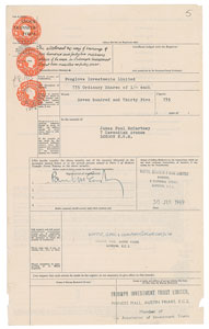 Lot #1072  Beatles (4) Signed Stock Transfer Forms - Image 4