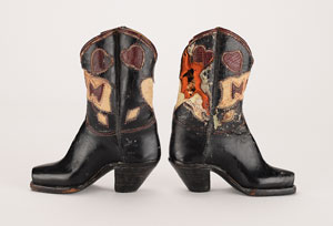 Lot #1008 Clyde Barrow Hand-Made Miniature Leather Boots for His Mother
