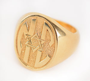 Lot #1024 Mickey Cohen's Personally-Owned Monogrammed Ring