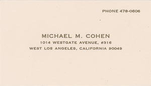 Lot #1025 Mickey Cohen Pair of (2) Business Cards