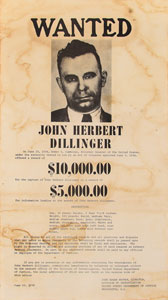 Lot #1039 John Dillinger Wanted Posters