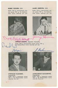 Lot #1082 Bobby Fischer Signed 1958 Portoroz