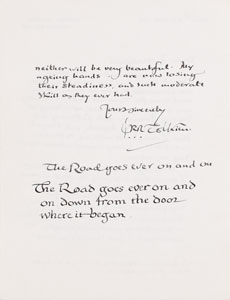 Lot #1069 J. R. R. Tolkien Autograph Quotation Signed and Autograph Letter Signed - Image 5