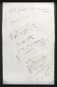 Lot #1070 Giacomo Puccini Autograph Musical Quotations Signed - Image 2