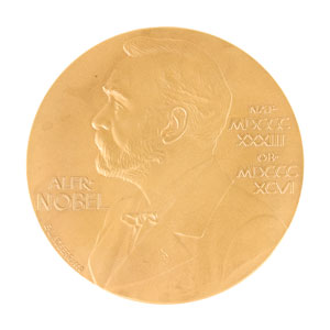 Lot #1091 Unissued c. 1980s Gilt Nobel Prize Medal - Image 1