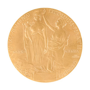 Lot #1091 Unissued c. 1980s Gilt Nobel Prize Medal - Image 2