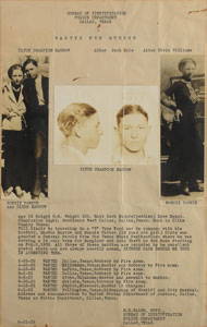 Lot #1002 Clyde Barrow and Bonnie Parker Original 1933 Wanted Poster