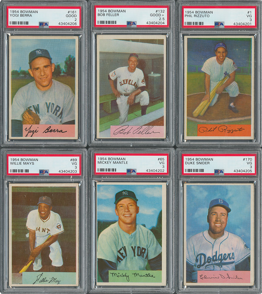 Lot #8060  1954 Bowman Complete Set of (224) Cards with (6) PSA Graded