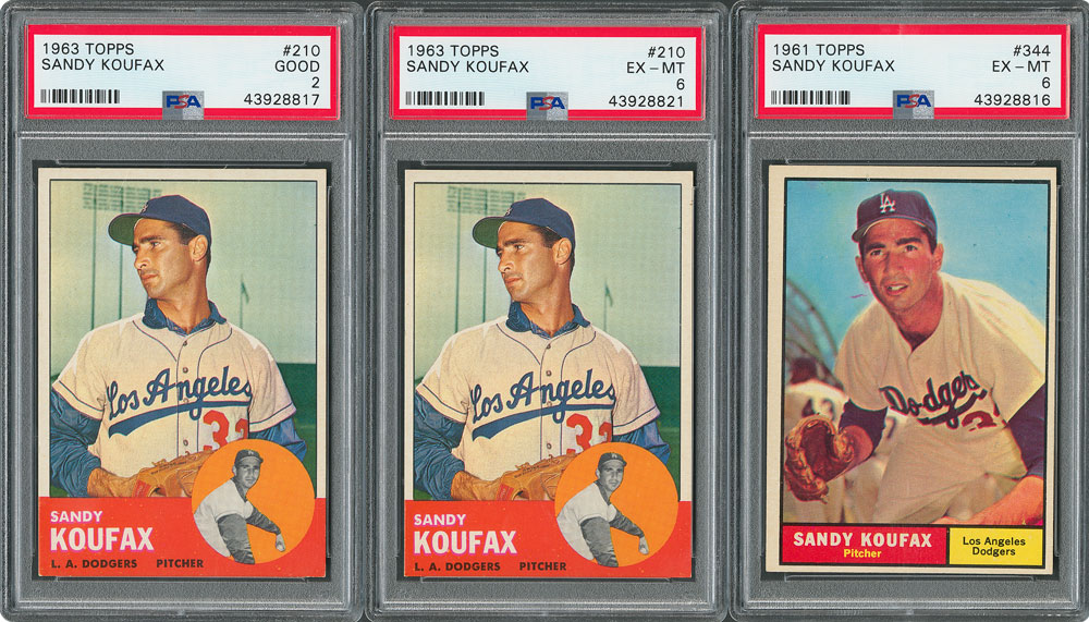 Lot #8086  1961 and 1963 Sandy Koufax Topps Cards - PSA graded Collection (3)