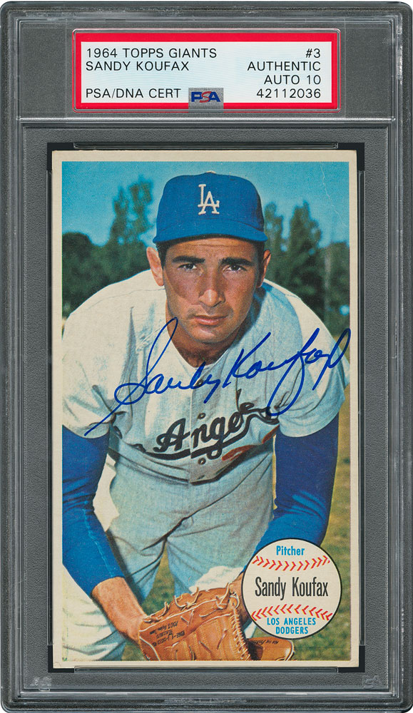 Lot #8097  1964 Topps Giants #3 Sandy Koufax Autographed Card - PSA/DNA GEM MINT 10